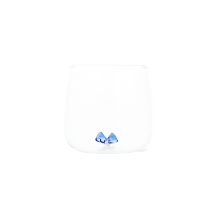 DRINKING GLASS WITH EMBOSSED BOW INSIDE THE GLASS