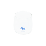 DRINKING GLASS WITH EMBOSSED BOW INSIDE THE GLASS