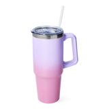 TUMBLER W HANDLE AND STRAW GRADIENT PURPLE AND PINK SMALL