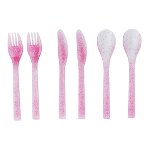 6'lı Pembe Plastik Çatal Kaşık Bıçak Seti