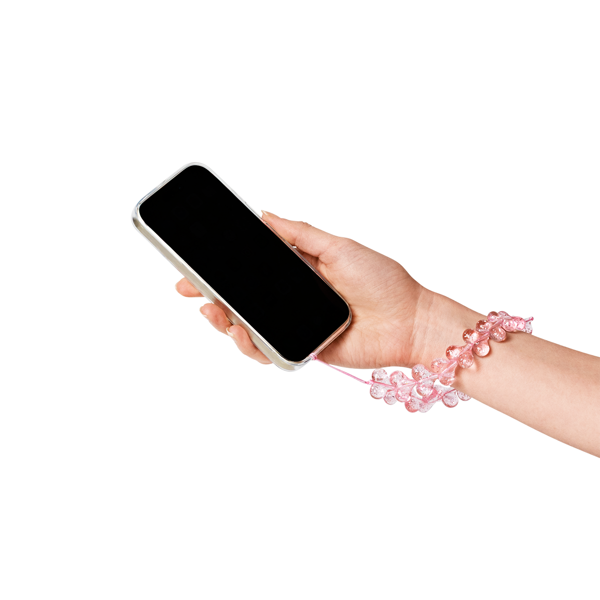 Pembe Kalp Boncuklu Telefon Süsü