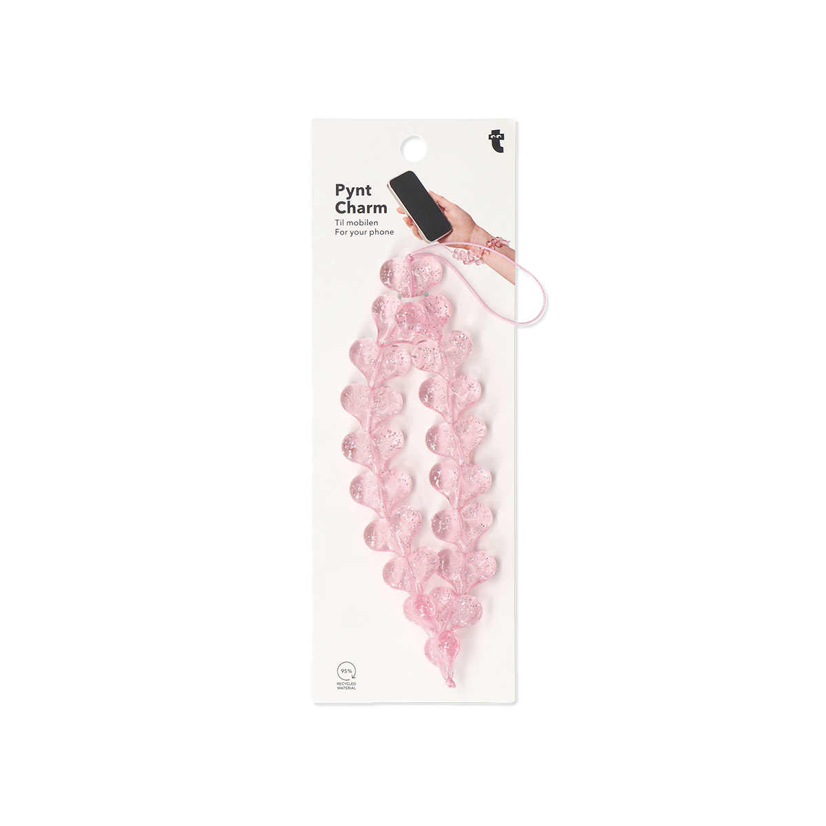 Pembe Kalp Boncuklu Telefon Süsü