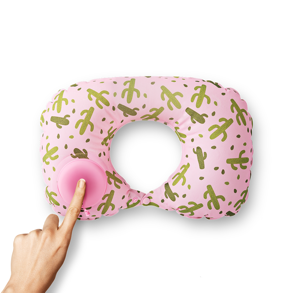 TRAVEL PILLOW TPU W INFLATABLE BUTTON AOP IN DRAWSTRING BAG