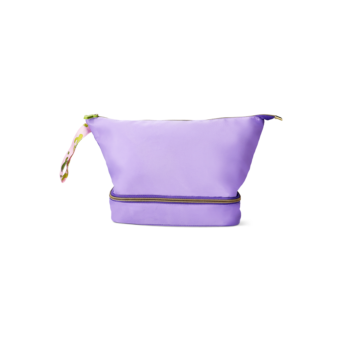 TOILETRY BAG 2 ROOMS W BRUSH HOLDERS PURPLE W AOP LINING