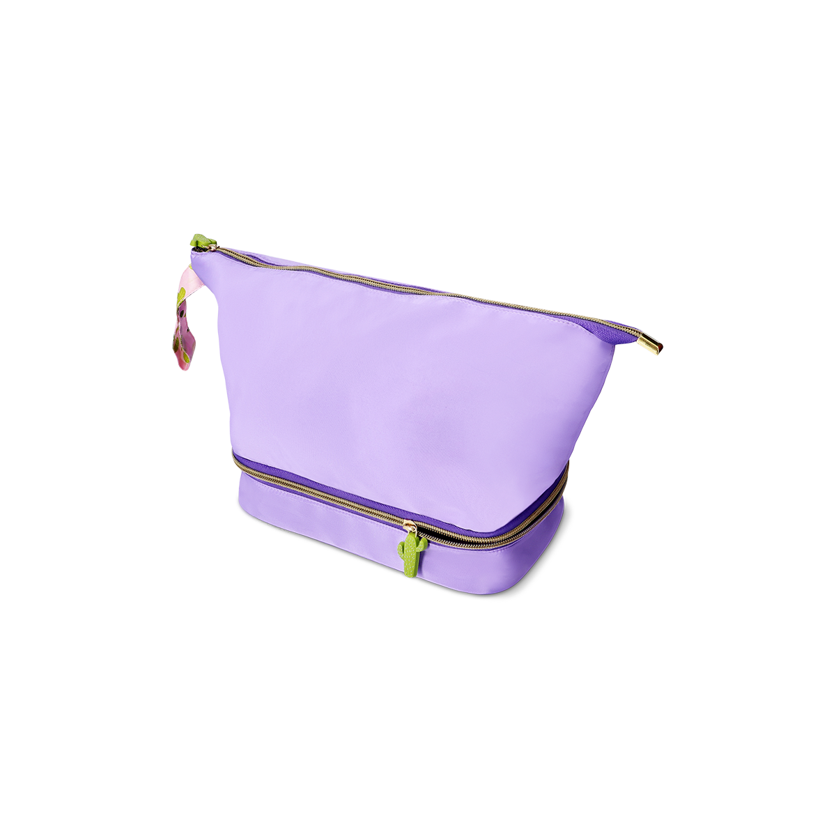 TOILETRY BAG 2 ROOMS W BRUSH HOLDERS PURPLE W AOP LINING