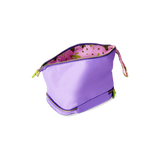 TOILETRY BAG 2 ROOMS W BRUSH HOLDERS PURPLE W AOP LINING