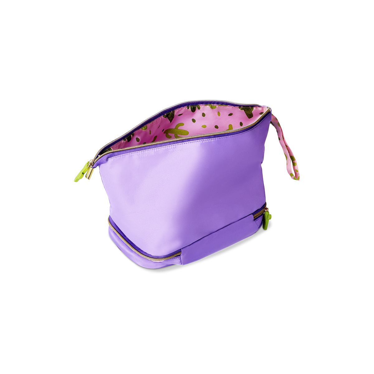 TOILETRY BAG 2 ROOMS W BRUSH HOLDERS PURPLE W AOP LINING
