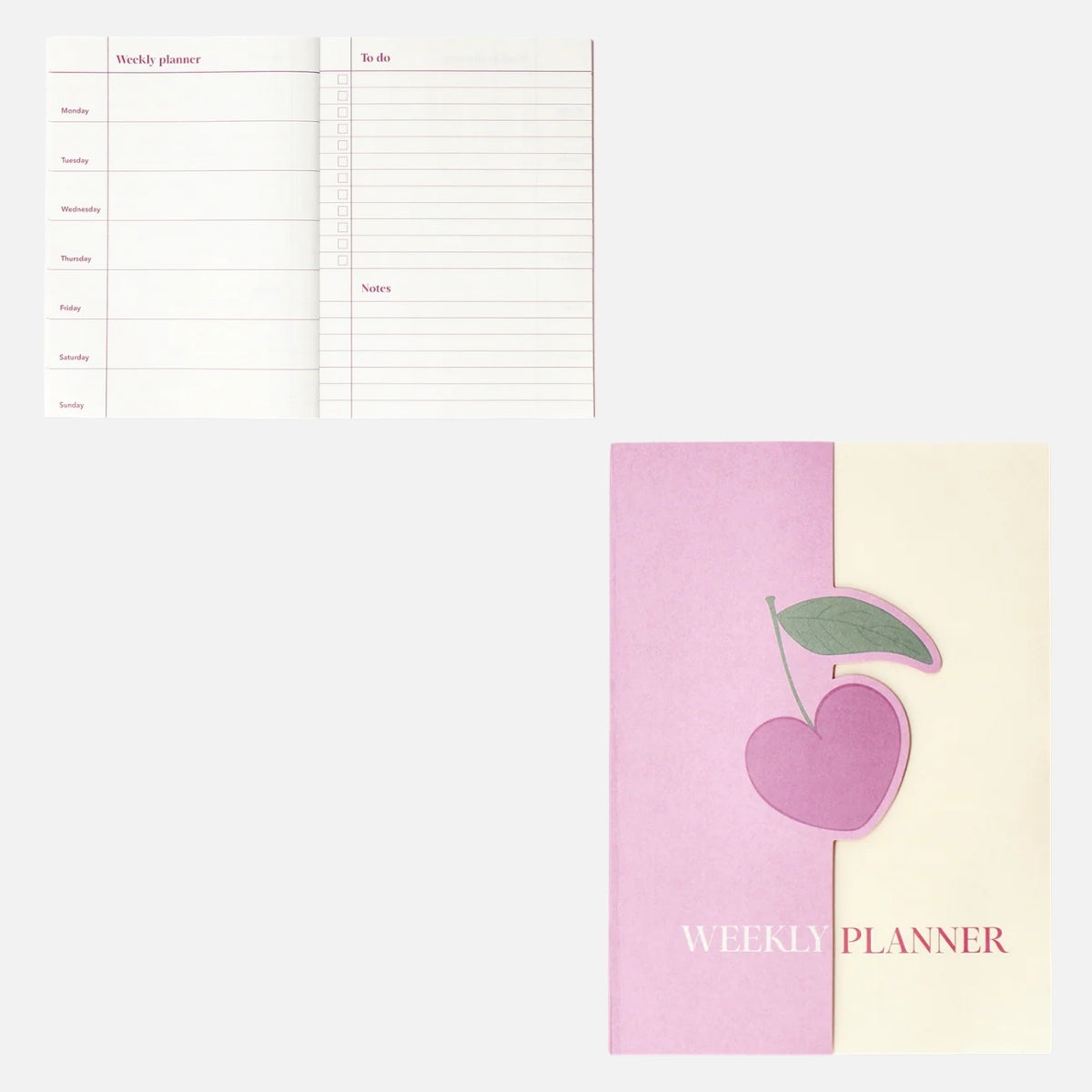 Pembe Kiraz Desenli Haftalık Planlayıcı Defter