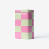 Pembe Yeşil Kareli Metal Kutu