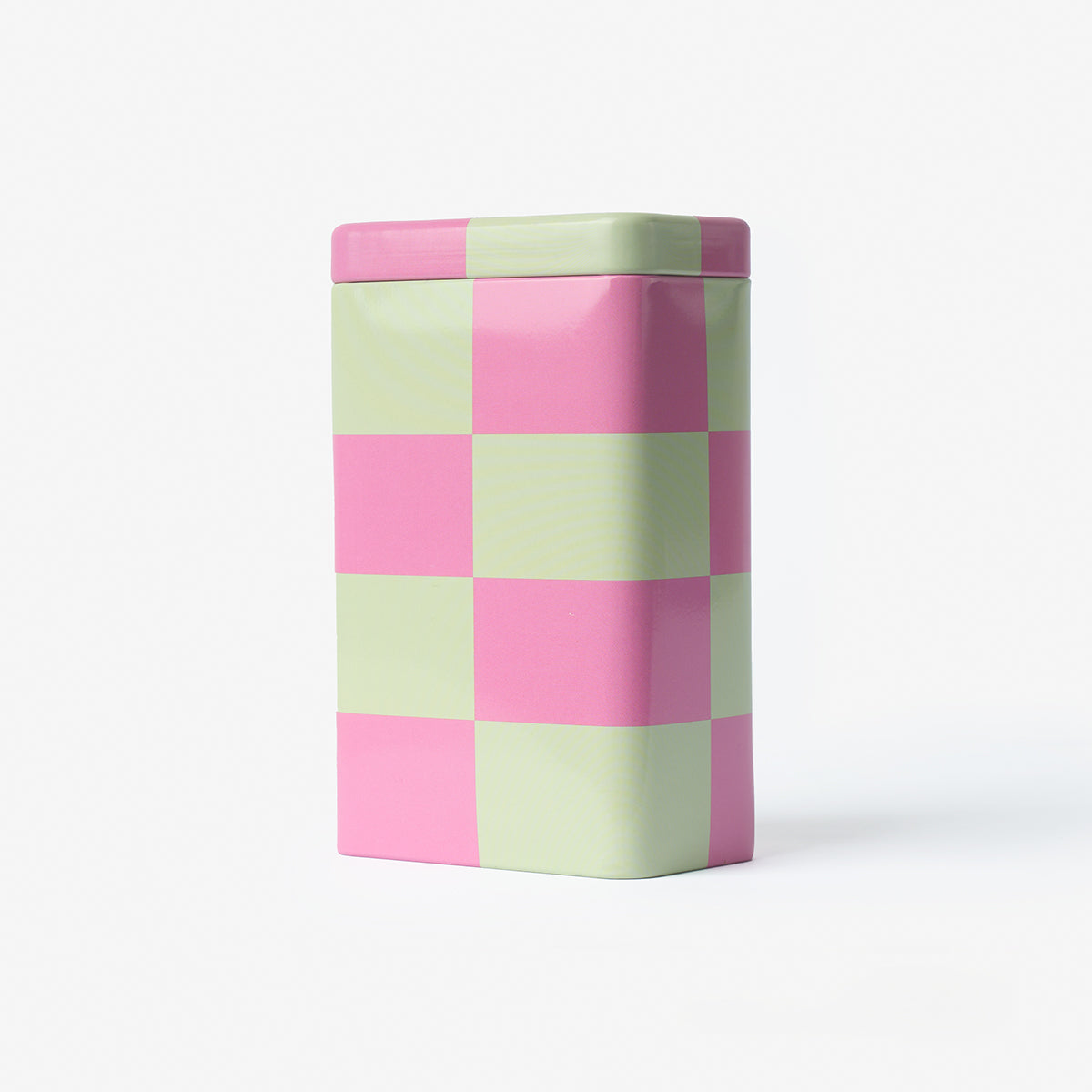 Pembe Yeşil Kareli Metal Kutu