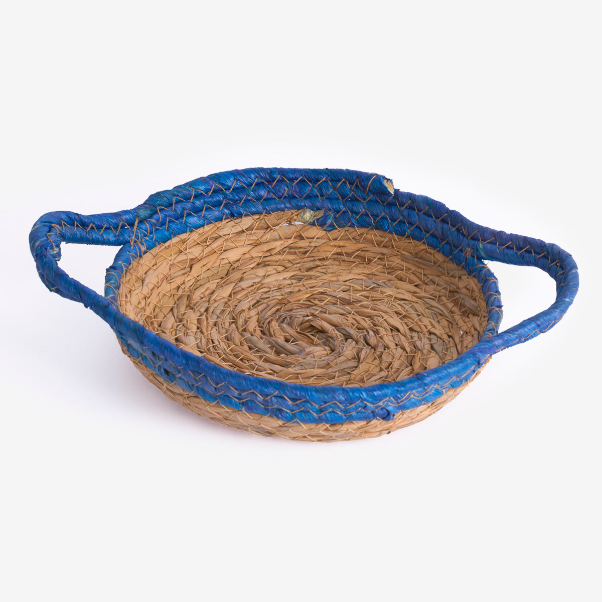 Mavi Kenarlı Hasır Tepsi 20 cm