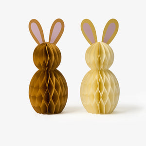 Honeycomb Easter bunnies paper decorations - 2 pcs