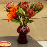 VASE MUSHROOM SHAPE GLASS PINK