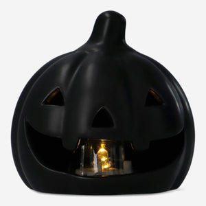 LED LIGHT CERAMIC AS PUMPKIN BLACK SMALL