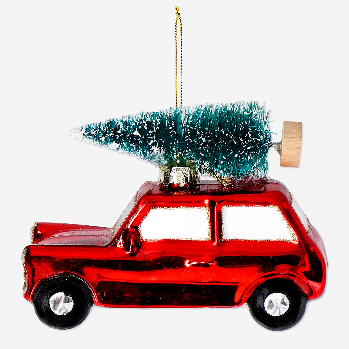  BAUBLE GLASS WITH CAR W. CHRISTMAS TREE