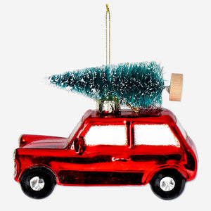  BAUBLE GLASS WITH CAR W. CHRISTMAS TREE