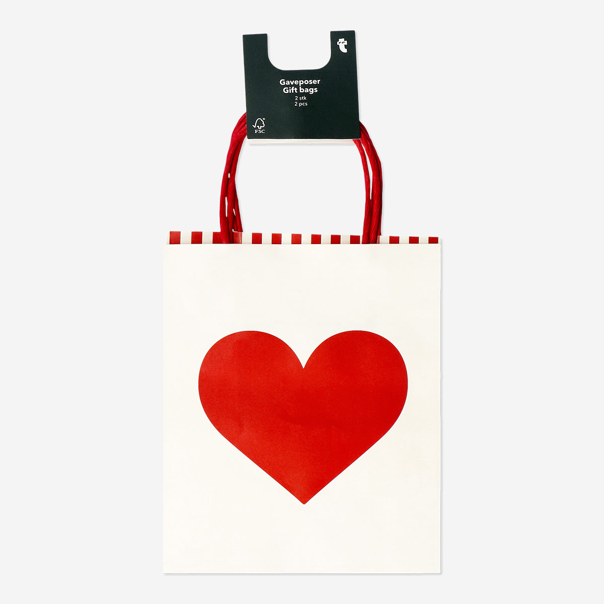 GIFT BAGS HEARTS 15 X 18 CM 2 PCS