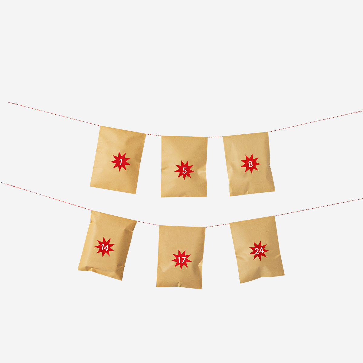 BAGS IN PAPER 24 PCS PLUS 24 NUMBER STICKERS 15X27CM