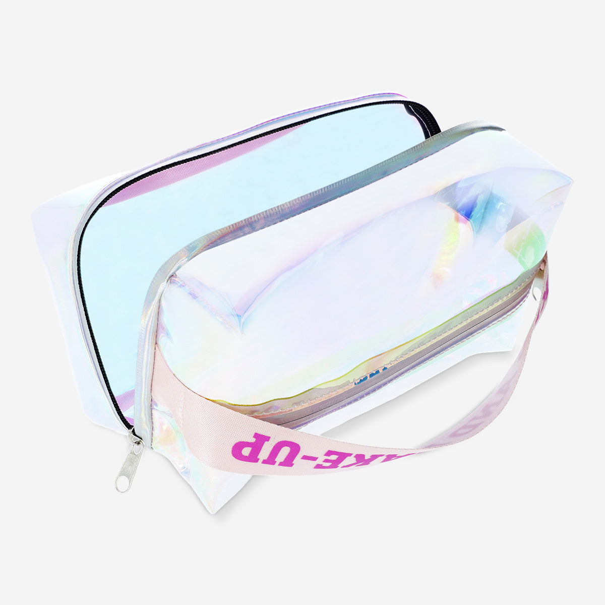 TOILETRY BAG LARGE IRIDISCENT TPU W PRINT ON HANDLE