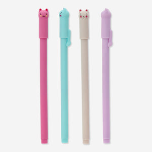 PENS GEL GLITTER W. EARS 4 PCS