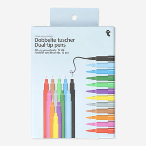 DUAL TIP FINELINER/BRUSH PEN IN BOX 12 PCS