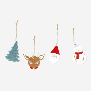 GIFT TAG WOODEN W PRINT 4 PCS