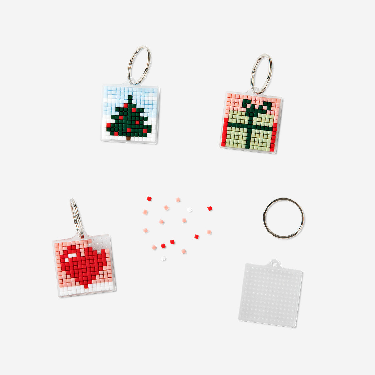 DIY KEYRING BEADS PIXEL XMAS 3PCS