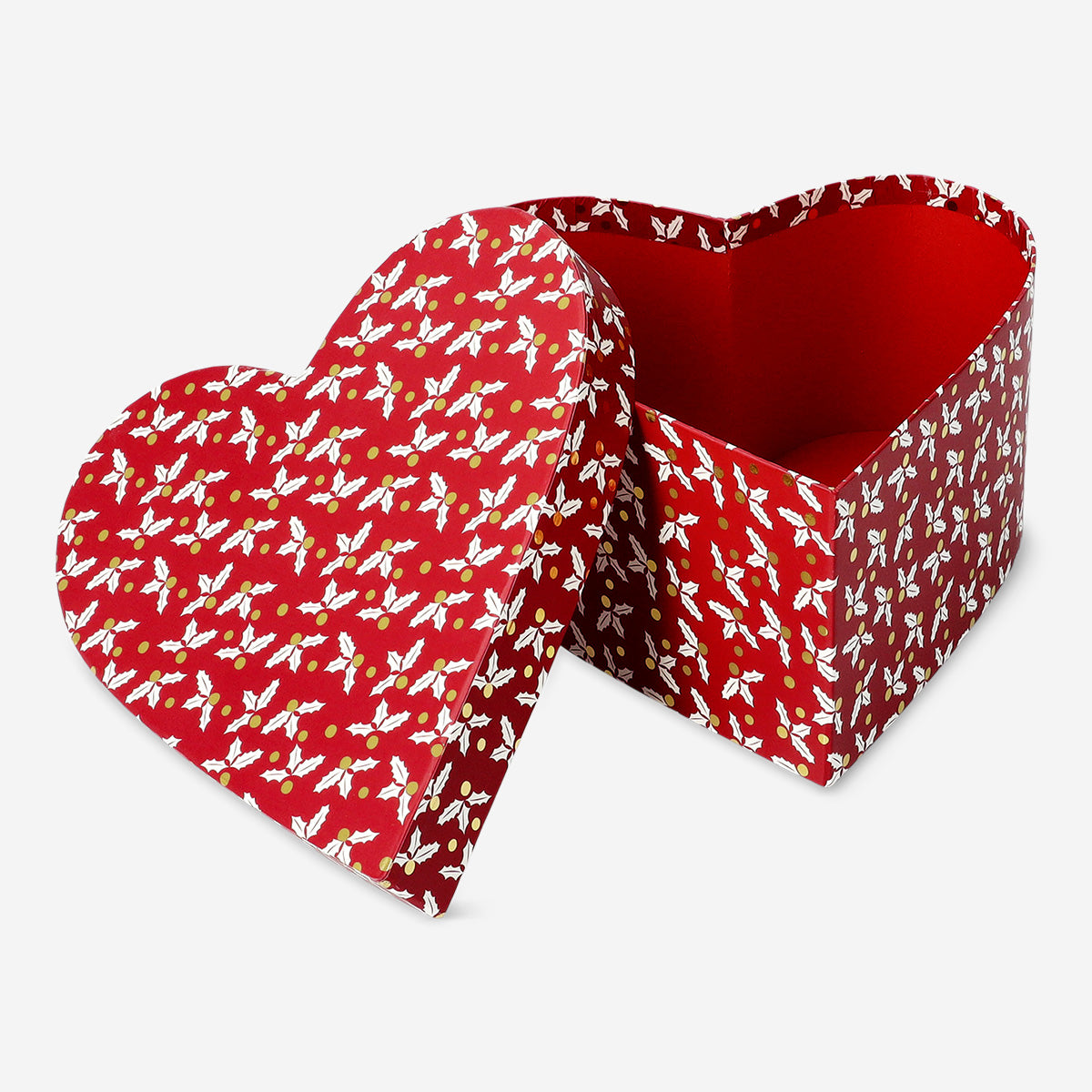 GIFT BOX HEART RED HOLLY
