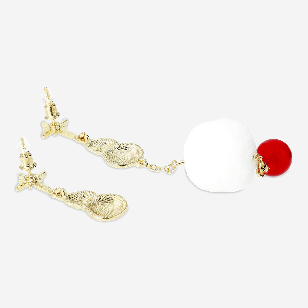 EARRINGS STUD NORTH STAR W SNOWMAN + FLUFFBALL