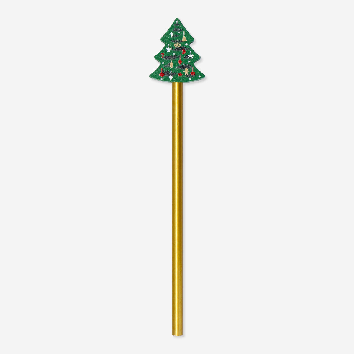 PENCIL W. GOLD W. CHRISTMAS TREE WOOD