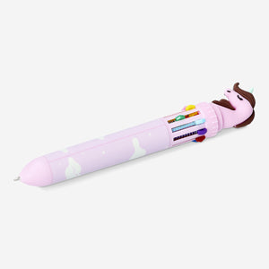 PEN PUSH W. 10 COLORS PINK UNICORN