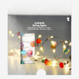 LIGHT CHAIN WIRE W. TIMER 50 LED MULTICOLORED SEQUIN