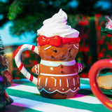 MUG W HANDLE GINGERBREAD GIRL SHAPE W CANDYCANE HANDLE