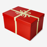 GIFT BOX RED W GOLD FOIL LARGE 28 X 20 X 15 CM