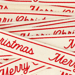 RIBBON COTTON MERRY CHRISTMAS CREAM/RED 3M