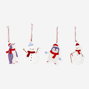 GIFT TAG PENGUIN AND SNOWMAN 4 PCS