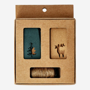 WRAPPING SET GIFT TAGS AND RIBBON GREEN AND CRAFT