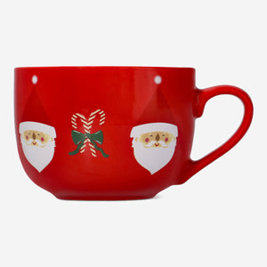 MUG GIANT 480ML W HANDLE RED WITH SANTA FACE