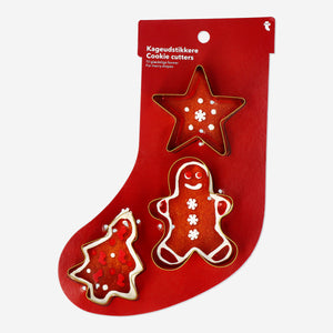 CUTTER COOKIE SET STAR/TREE/GINGERBREAD MAN GOLD LOOK