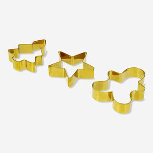 CUTTER COOKIE SET STAR/TREE/GINGERBREAD MAN GOLD LOOK