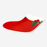 TRAY SERVING SHAPE LIKE CHRISTMAS STOCKING RED