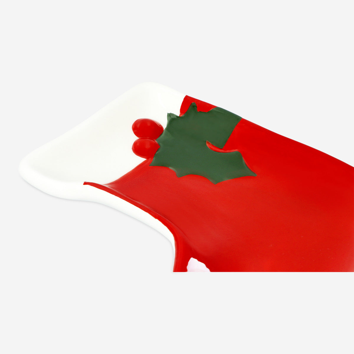TRAY SERVING SHAPE LIKE CHRISTMAS STOCKING RED