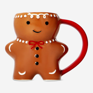 MUG WITH RED HANDLE GINGERBREAD MAN 360ML