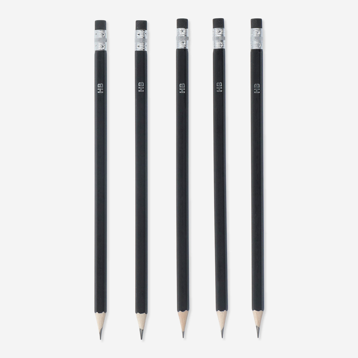 PENCILS W. ERASER BLACK HB 5PCS