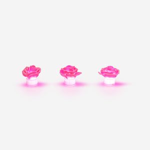3'lü Pembe Gül Şekilli LED Tealight Mum