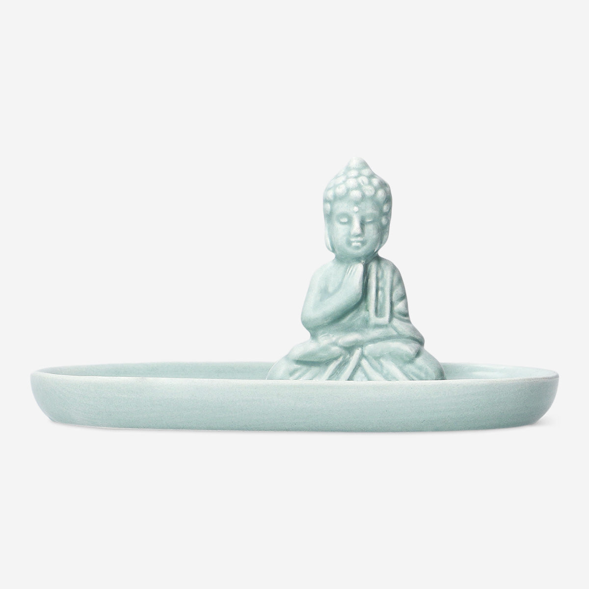 TRAY W. BUDDHA 15X5X7CM CERAMIC GREEN