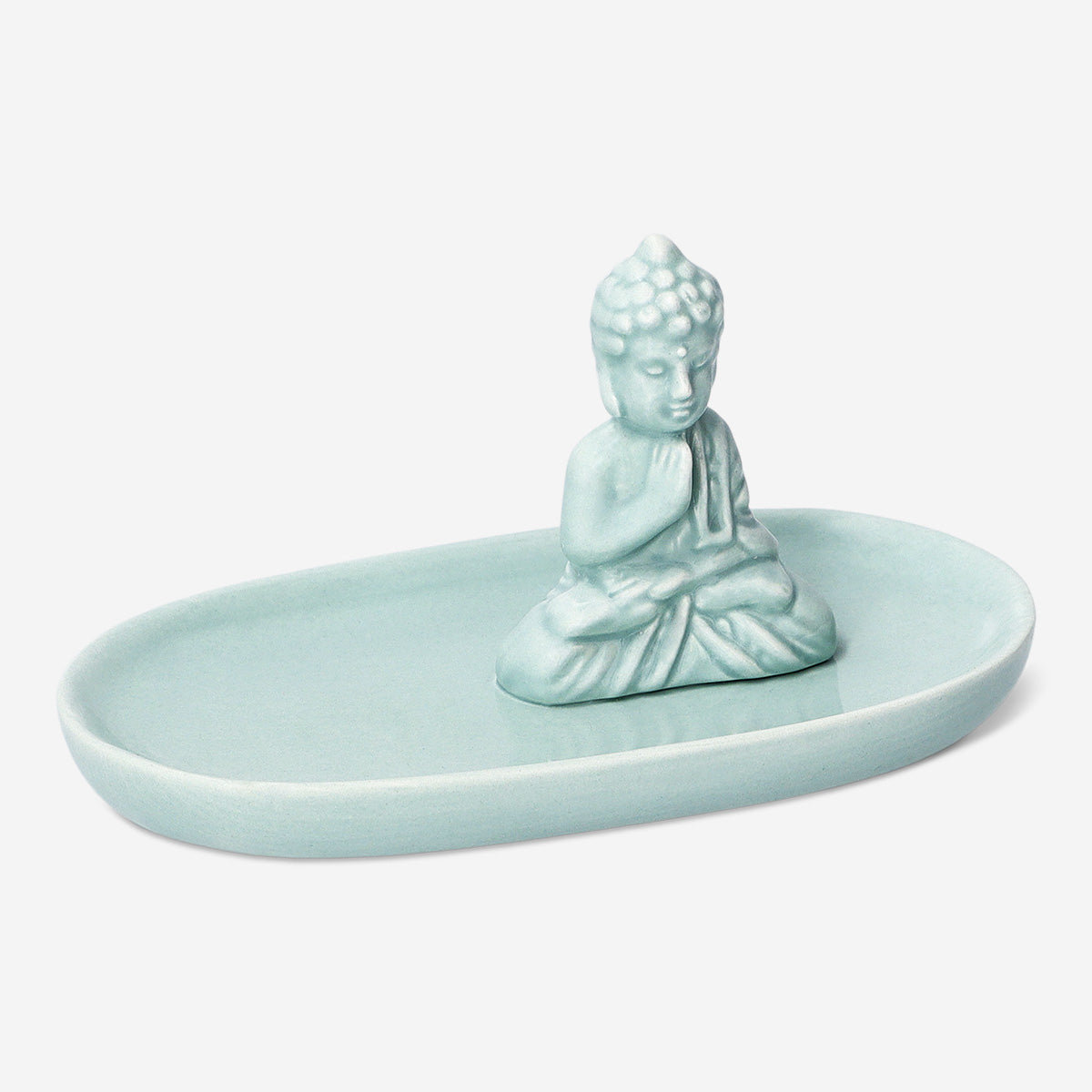 TRAY W. BUDDHA 15X5X7CM CERAMIC GREEN