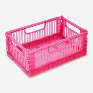 Pembe Şeffaf Katlanabilir Plastik Kasa 22 cm x 14 cm