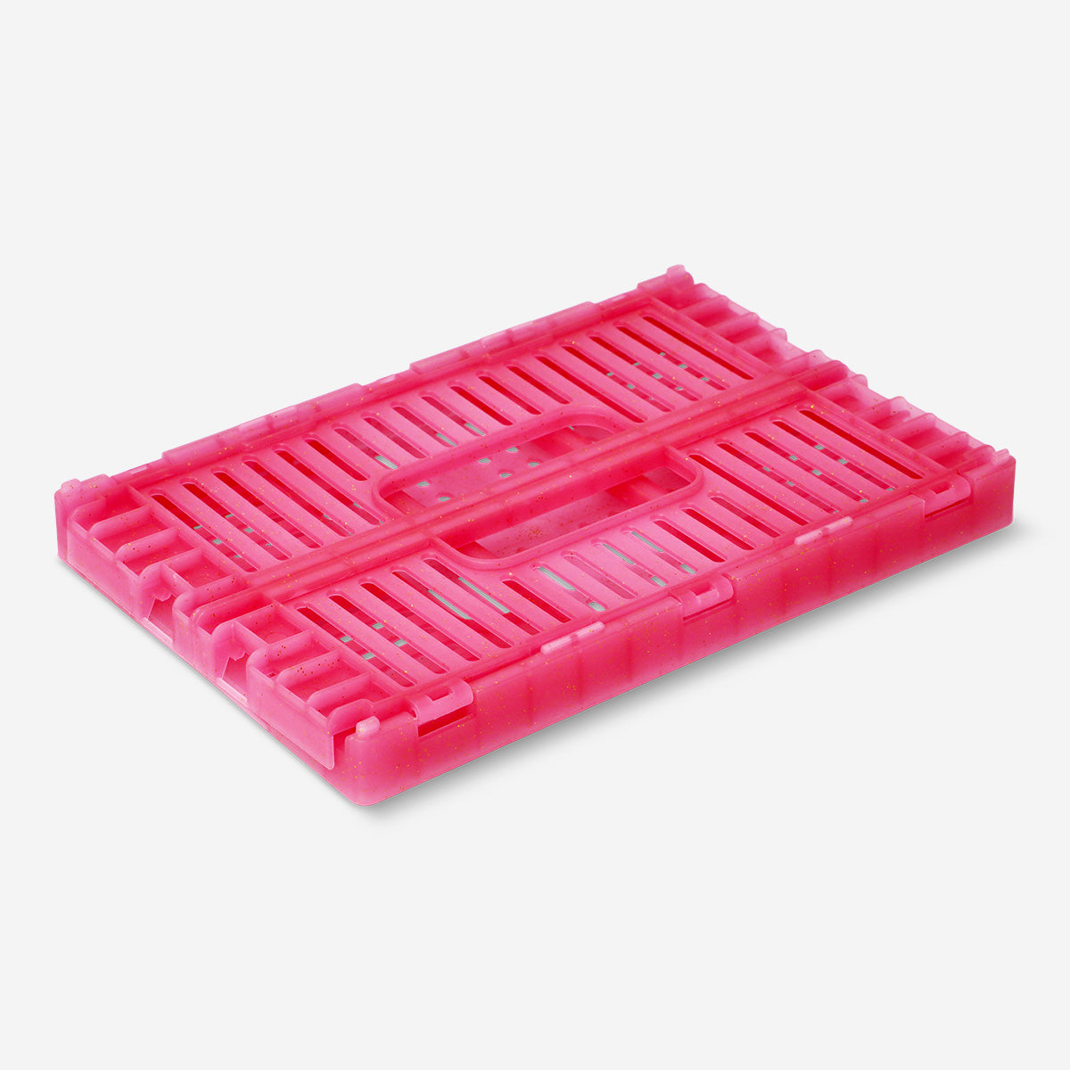 Pembe Şeffaf Katlanabilir Plastik Kasa 22 cm x 14 cm
