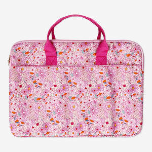 Pembe Çiçek Desenli Laptop Çantası 15"